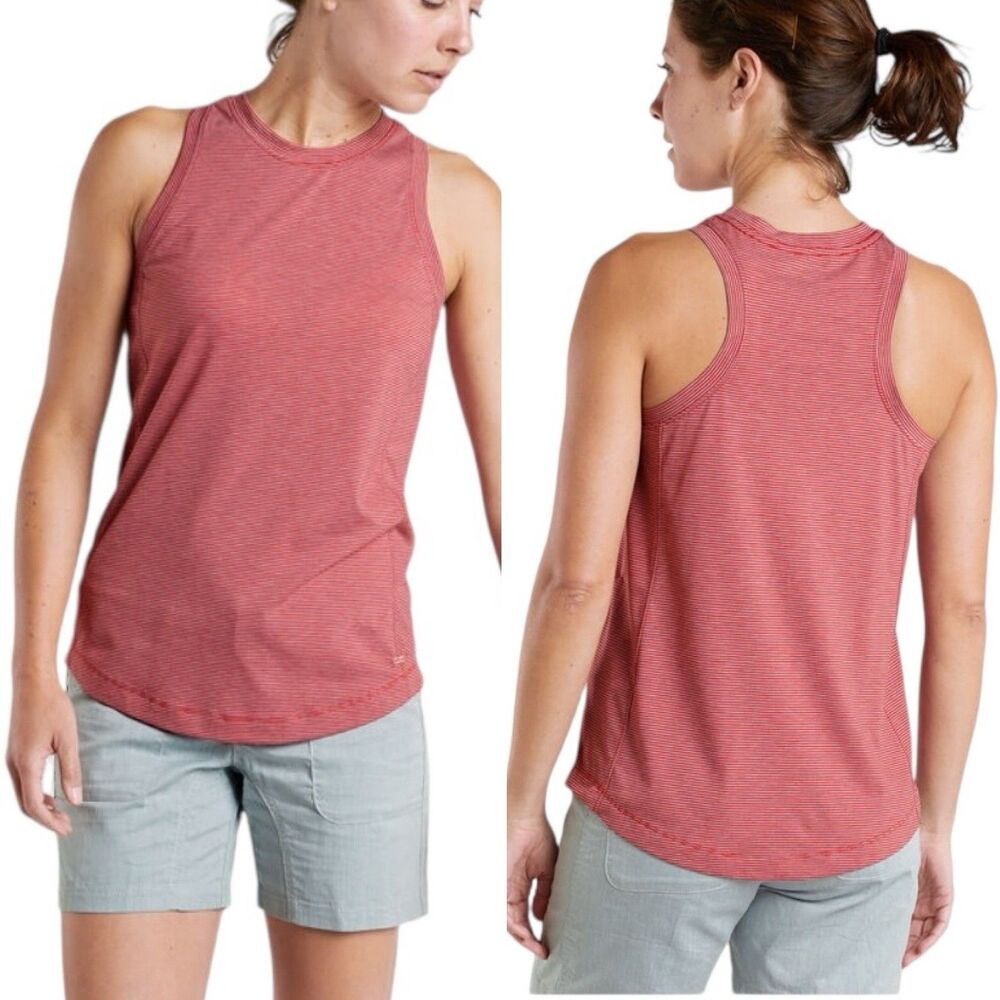 Toad & Co Swifty Breathe Aviatrix Tank Top Racerback Red Stripe UPF XS PRISTINE